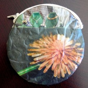 Artsy Unique Upcycled Newspaper Dandelion Coin Purse - The News Los Angeles